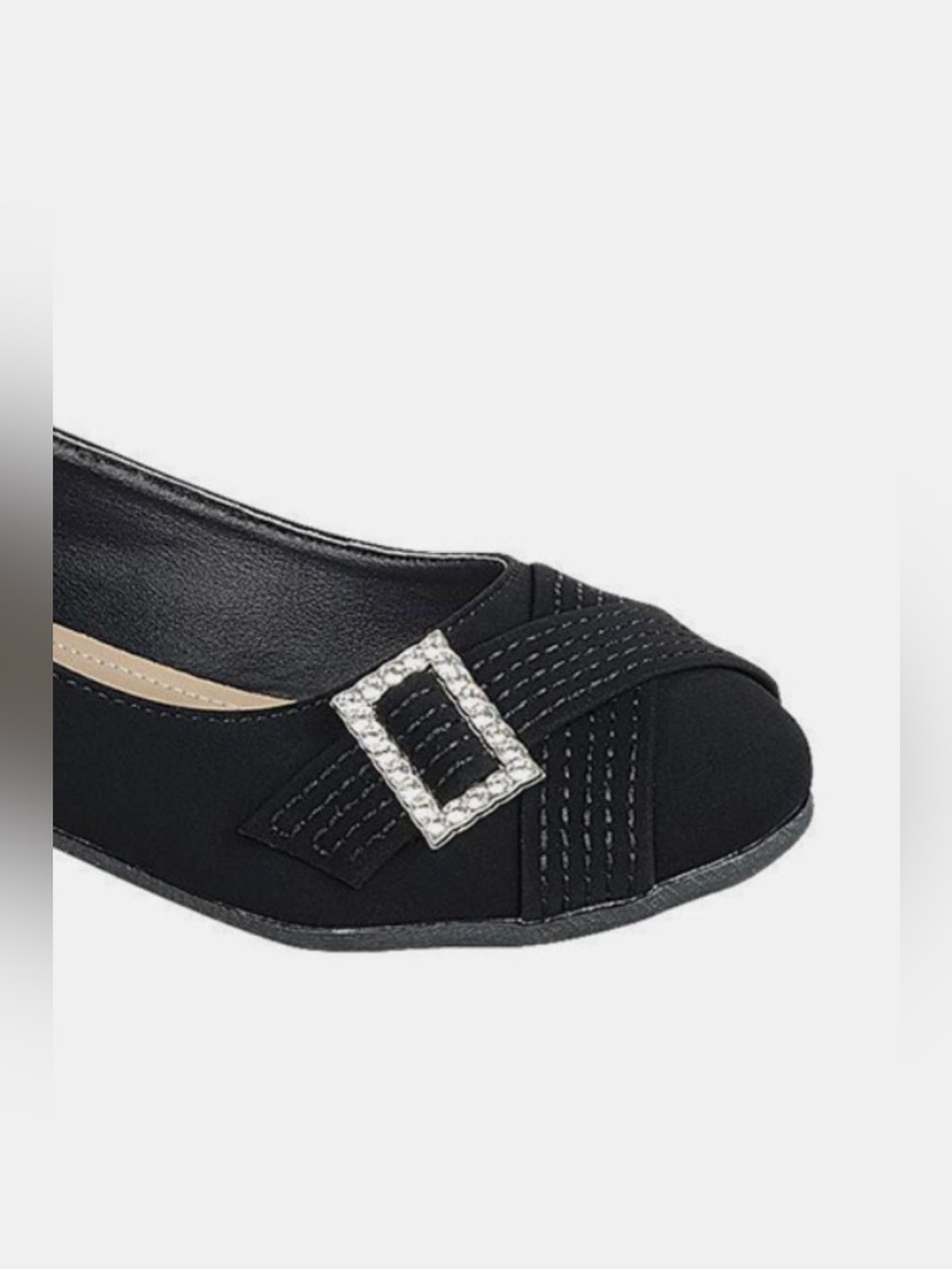 Forever Link Slip On Rhinestone Buckle Ballet Flats - Picture 2 of 3